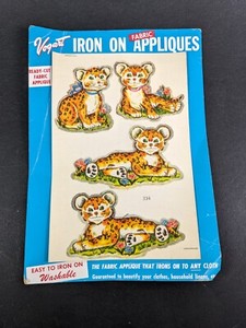 Vintage Vogart Iron on Appliques Lions Fabric Novelty 50's 60's Craft Supply 334
