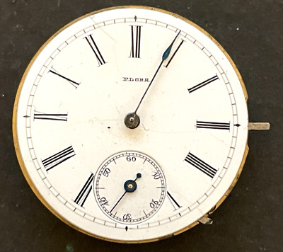 Antique Flora 6s Pocket Watch Movement Running Ticks Swiss