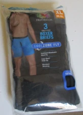 Three Fruit of the loom boxer briefs Size X-Large 100% Cotton Black and Grey