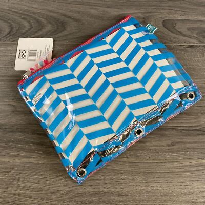 Blue & Clear Herringbone Patten 3-Ring Binder Pouch Pencil Case By Pen + Gear
