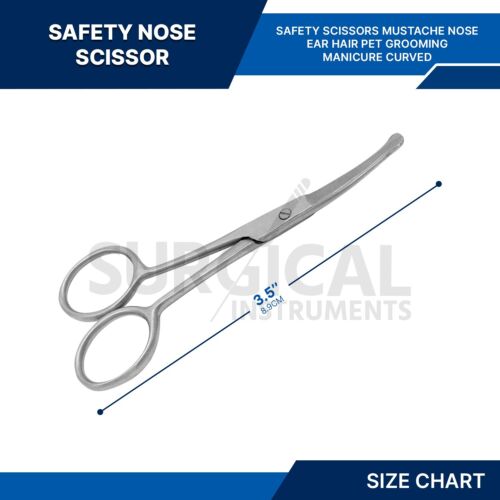 12 Safety Scissors Mustache Nose Ear Hair Pet Grooming Manicure 3.5" Curved - Picture 2 of 10