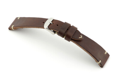 Di-Vo Manufaktur Leder Uhrenarmband Richmond Vintage Handgenäht Mahagonia 22mm