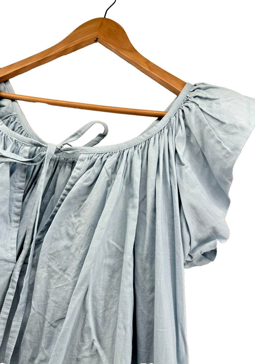 Kalita Andromeda Days Blue Maxi Dress Size XS/S Oversized Ruffle Cap Sleeve Tie