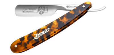 Dovo Barbarossa Folding 0.63'' Carbon Steel Razor Blade Imitation Tortoise Handle