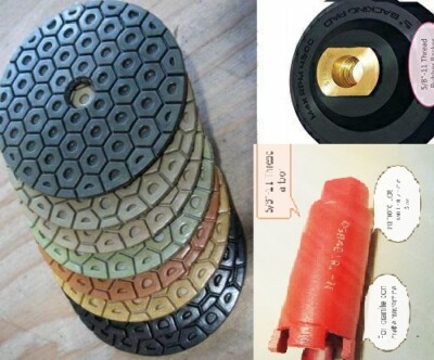 7'' Floor Polishing Pad 8 Wet/Dry & Rubber Backer 3'' Granite Concrete core bit
