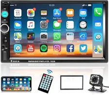 Double DIN Car Stereo Radio 7" Bluetooth Mirrorlink USB/SD/AUX W/ Backup Camera