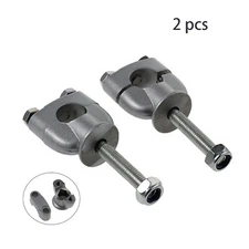 1 Pair 7/8" 22mm Silver Handle Bar Mount Mounting Riser Clamp For ATV Motorcycle