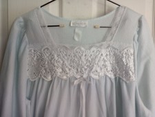 Vintage Komar Night Gown Large 16-18 Blue/White Striped Polyester/Nylon Blend