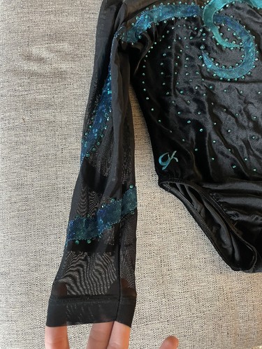 GK ELITE Body Ginnastica Competizione Strass Blu Teal Tg AS con Giacca - Foto 4 di 10