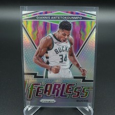 2020-21 NBA PANINI PRIZM GIANNIS ANTETOKOUNMPO FEARLESS SILVER PRIZM CARD #15