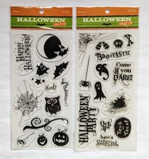 Halloween Themed Clear Stamps Lot of 2 by Hobby Lobby Retired 2012