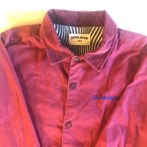 Vintage FA F*cking Awesome SH*T Cotton Ripstop Coach Jacket Size L Maroon 2015 image 5
