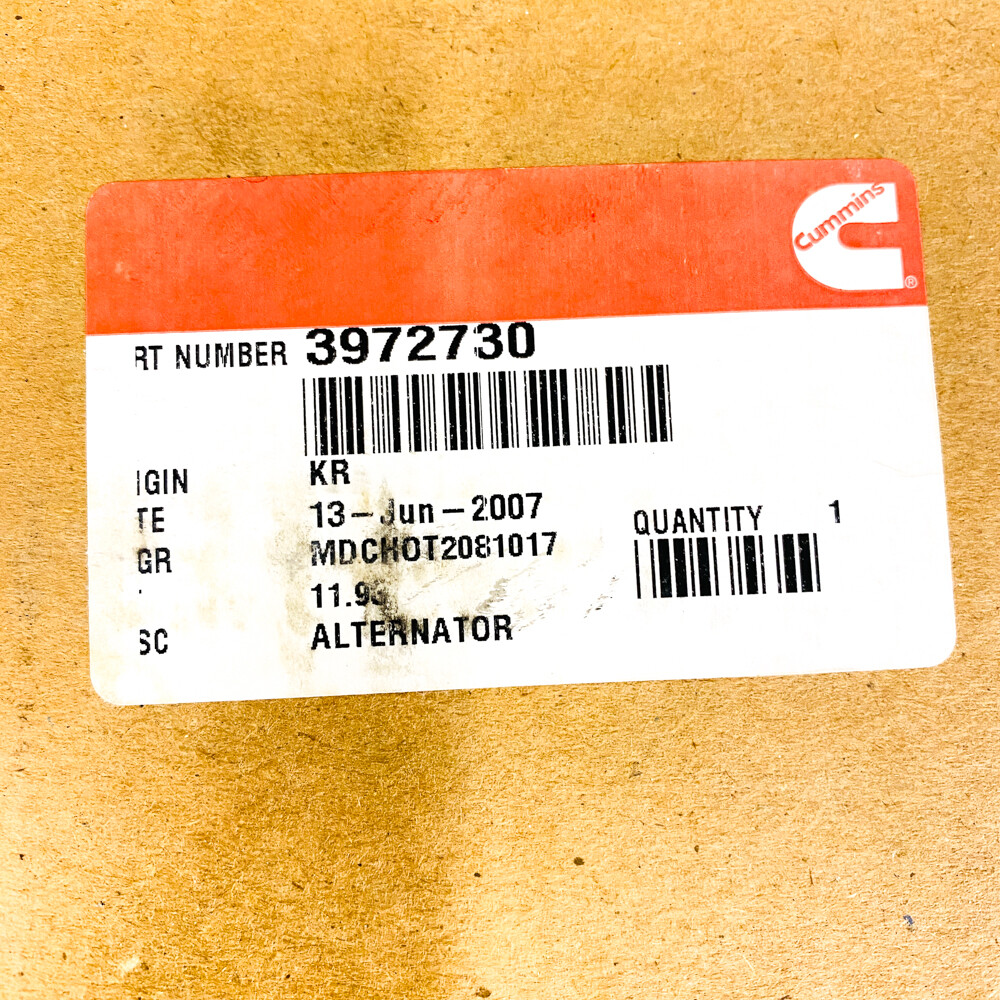 Genuine Cummins 3972730 Alternator for B Engines 3972730 19020207 