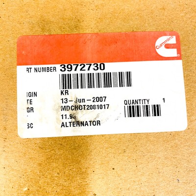 Genuine Cummins 3972730 Alternator for B Engines 3972730 19020207  