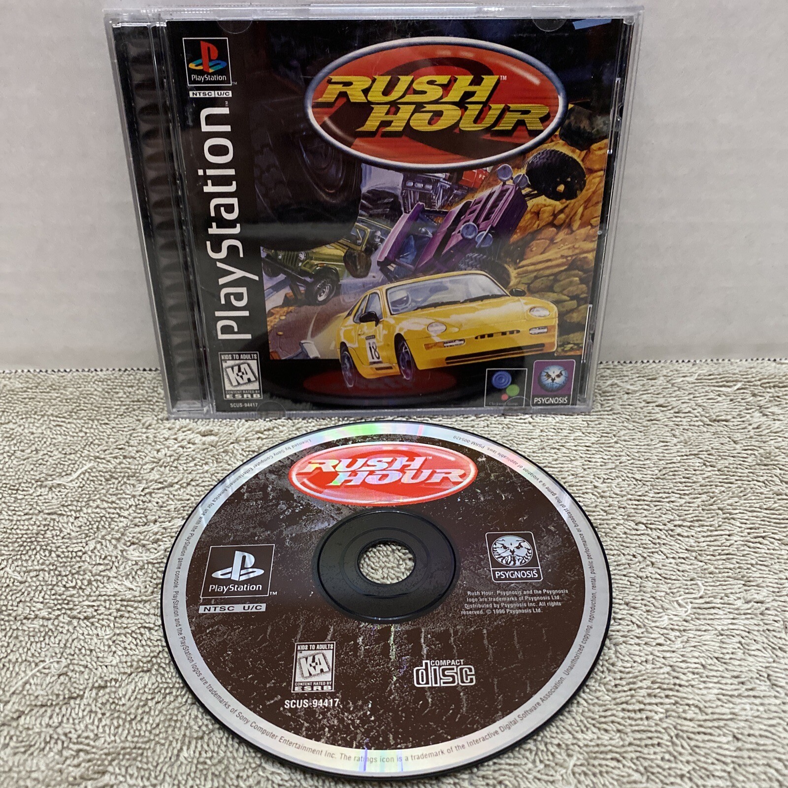 Rush Hour Playstation PS1 Tested No Reg Card Racing Game Retro K-A