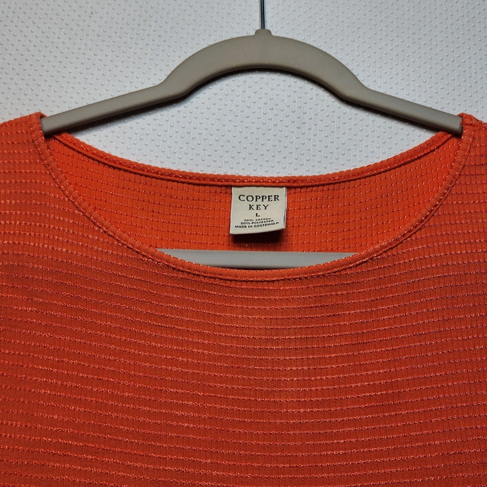 Camiseta sin mangas Copper Key para mujer grande naranja a rayas sin mangas mezcla de algodón Foto 2 de 4