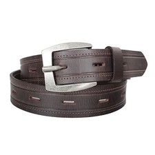 U8009-BRN Made-in-USA 1-1/2" Perforated Full Grain Leather Belt, TONEKA