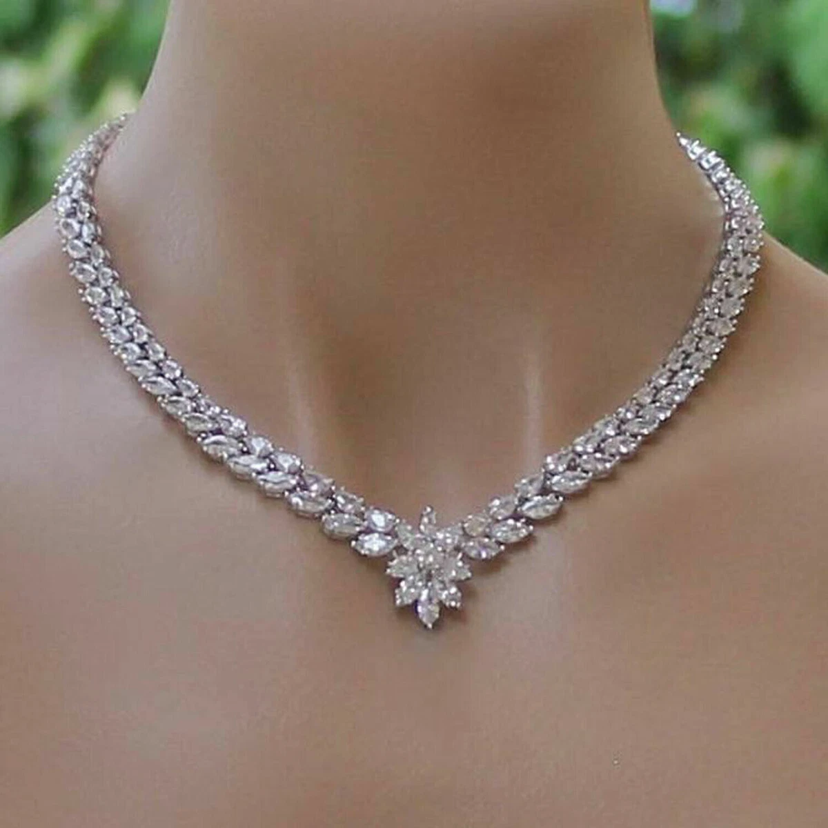 Marquise cut diamond sale necklace