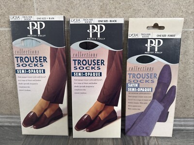 X3 HÜBSCHE POLLY HOSENSOCKEN halb/satin halb blickdicht ONE SIZE schwarz-wald-regen