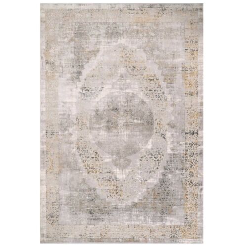 Grey Medallion Runner Traditional Contemporary Long Hallway Kitchen Rugs Mat - Picture 1 of 15