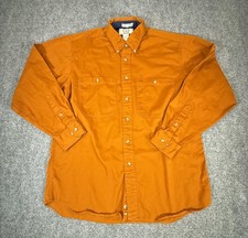 Vintage Sears Shirt Mens Medium Orange Twill Button Down Long Sleeve Jamaica 90s