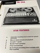 GRUNDIG TK244 REEL TO REEL TAPE RECORDER SPEC SHEET RARE SHACK WALL ART