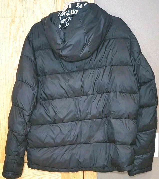 LEVI STRAUSS & CO FULL ZIP JACKET COAT WITH HOOD BLACK PUFFER LEVIS ADULT MENS M - Image 2 of 4