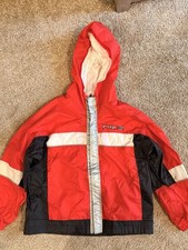 Vintage Nike Boys Hooded Full Zip Windbreaker Jacket Red/Black/White 7/L