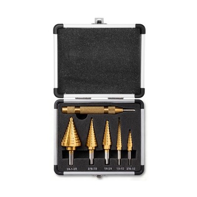 Step Drill Bit Set Unibit 5PCS,HSS Titanium Coated, 50 Sizes High Speed Steel...