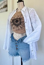 Sincerely Jules High Rise Button Fly Frayed Denim Shorts Size 5/27
