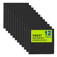 12 Pack 10x10 inch Black Sweat Absorbing Handkerchiefs Microfiber Gym Towels