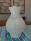 Vintage Milk Glass Hobnail Lamp Shade Ruffled Top 7" Tall 3" Bottom Diameter