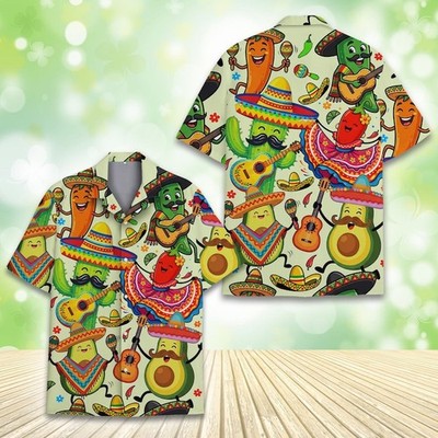 Funny Avocado Chili Fiesta Aloha Cinco De Mayo Summer Vacation Hawaiian Shirt