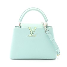 LOUIS VUITTON Capucines BB Topaz Handbag Taurillon Leather Turquoise Blue #RC704