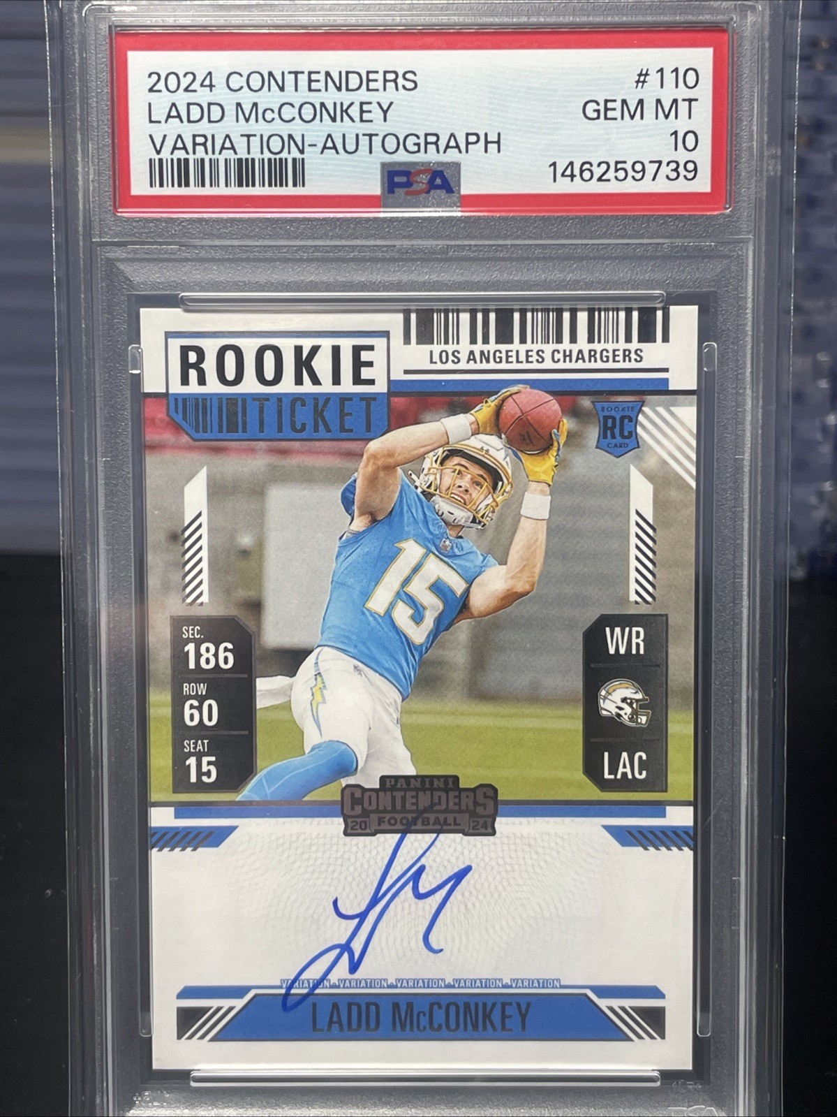 Ladd McConkey Panini Contenders #110 Variation-Autograph