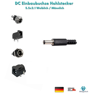 DC Einbaubuchse Hohlstecker 5.5x2.1 mm Weiblich oder Männlich