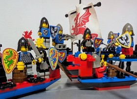 LEGO 6057 Black Knight Ship + 6018 Dragon Ship Minifigures