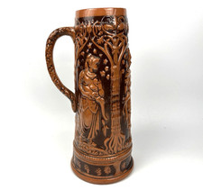Vintage Bierkrug/Humpen-Deko-Steingut Relief Frauenfigur Waldmotiv-Sammlerst&uuml;ck