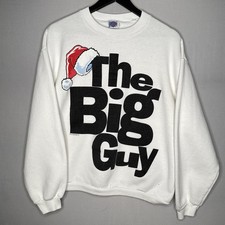 Vintage 90s Funny Christmas Sweatshirt The Big Guy Santa Hat USA Made Large