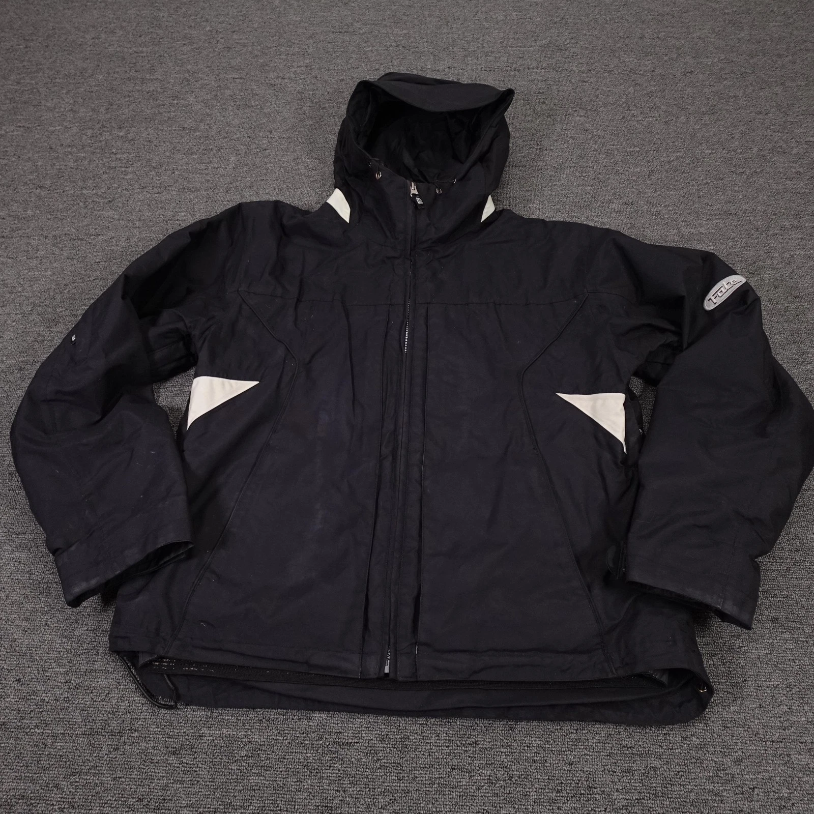 Idle Fate Jacket Mens Medium Black Hooded Ski Parka Waterproof Breathable Nylon