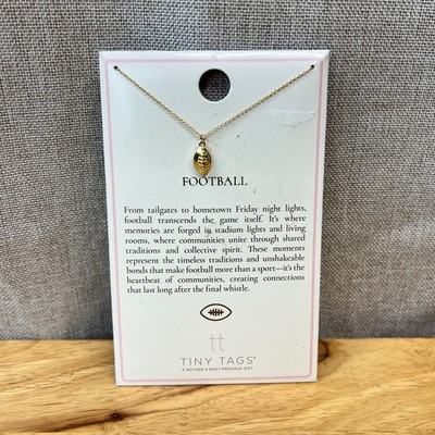 Tiny Tags Necklace Football  16'' W/ 2'' Extender 14K GOLD ION Plate Over Brass