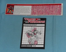 original G1 Transformers dinobot SLAG INSTRUCTION BOOKLET manual + TECH SPEC LOT