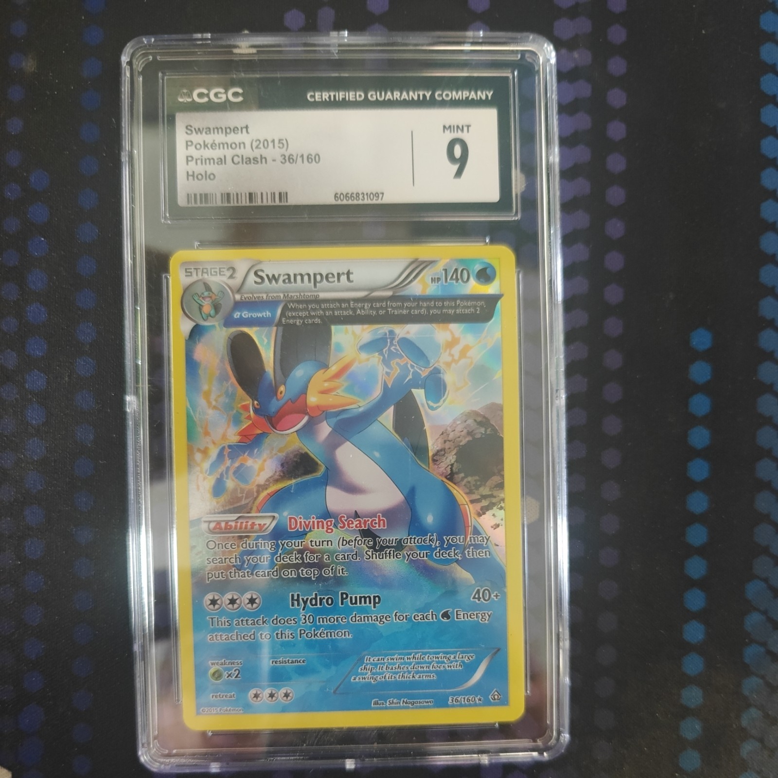 CGC 9 MINT Swampert 2015 Primal Clash 36/160 Holo Pokemon Card