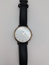 Orologio donna CLUSE quadrante bianco tono oro rosa cinturino pelle nero batteria nuova