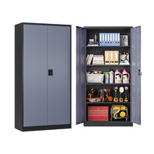 Metal Storage Cabinet with Adjustable Shelves and Locking Doors for Home Garage