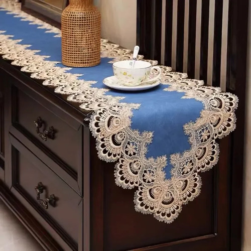 Luxury Lace Embroidery Dining Table Flag Cabinet Tablecloth Table Runner - Picture 15 of 26