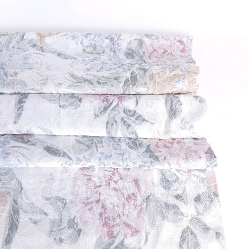 Vtg Table Cloth Tapestry Design Pastel Floral with SilverOvertone 57" x 80"