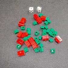 Vintage 1985 Monopoly Replacement Dice, Houses,  Hotels ONLY, AS PICTURED