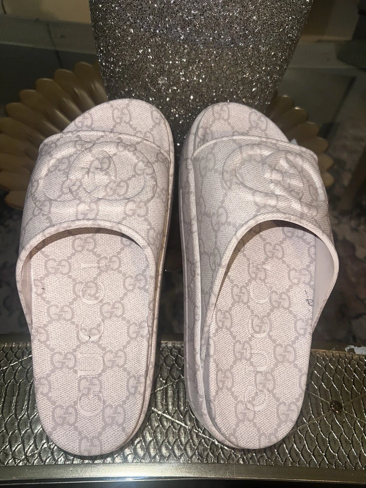 Gucci Slides GG Canvas Beige-Ebony, US Size 8.5