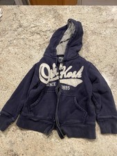 OshKosh B'gosh Boys Navy Blue Fleece Full Zip Hooded Long Sleeve Hoodie Size 4